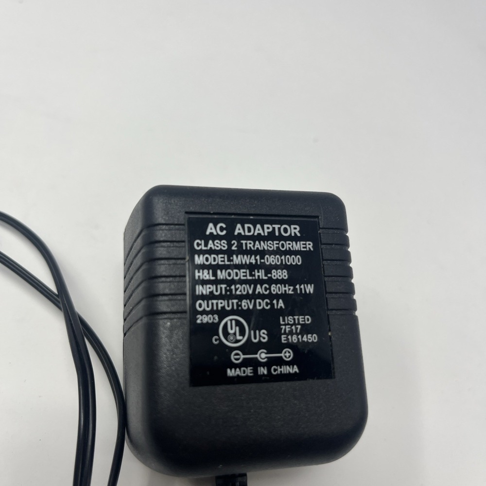 AC Adaptor Class 2 Transformer Model MW41-0601000 HL-888 6v DC 1A 120v‎ 60hz 11w